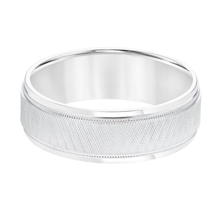 Textured Milgrain Wedding Band In White Gold 14K