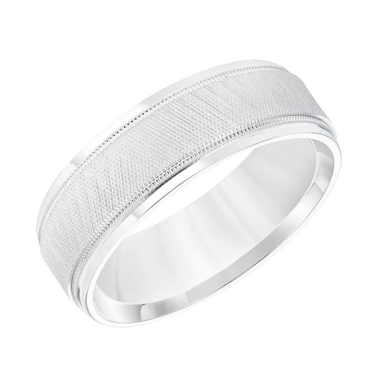 Textured Milgrain Wedding Band 1