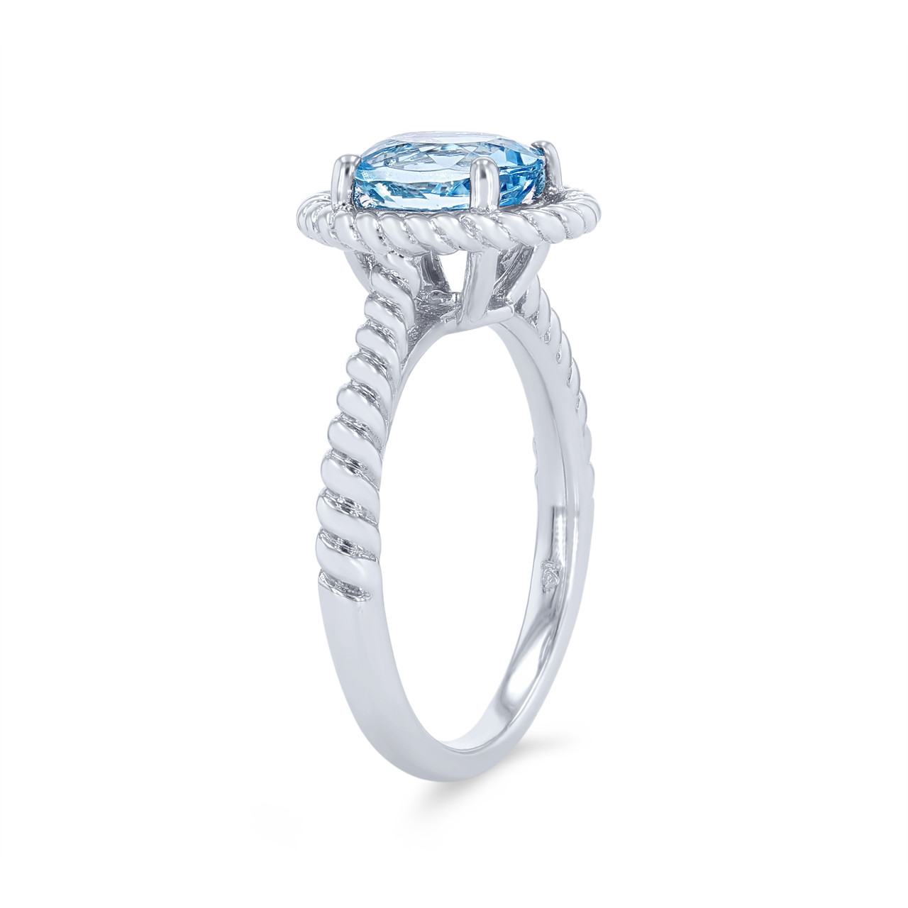 Aquamarine Ring with Rope Halo