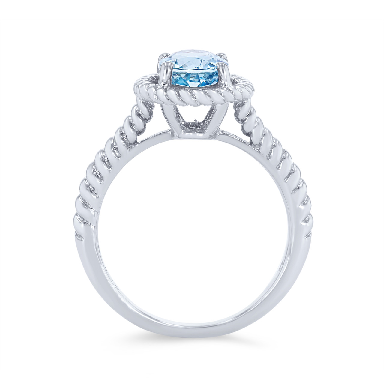Aquamarine Ring with Rope Halo