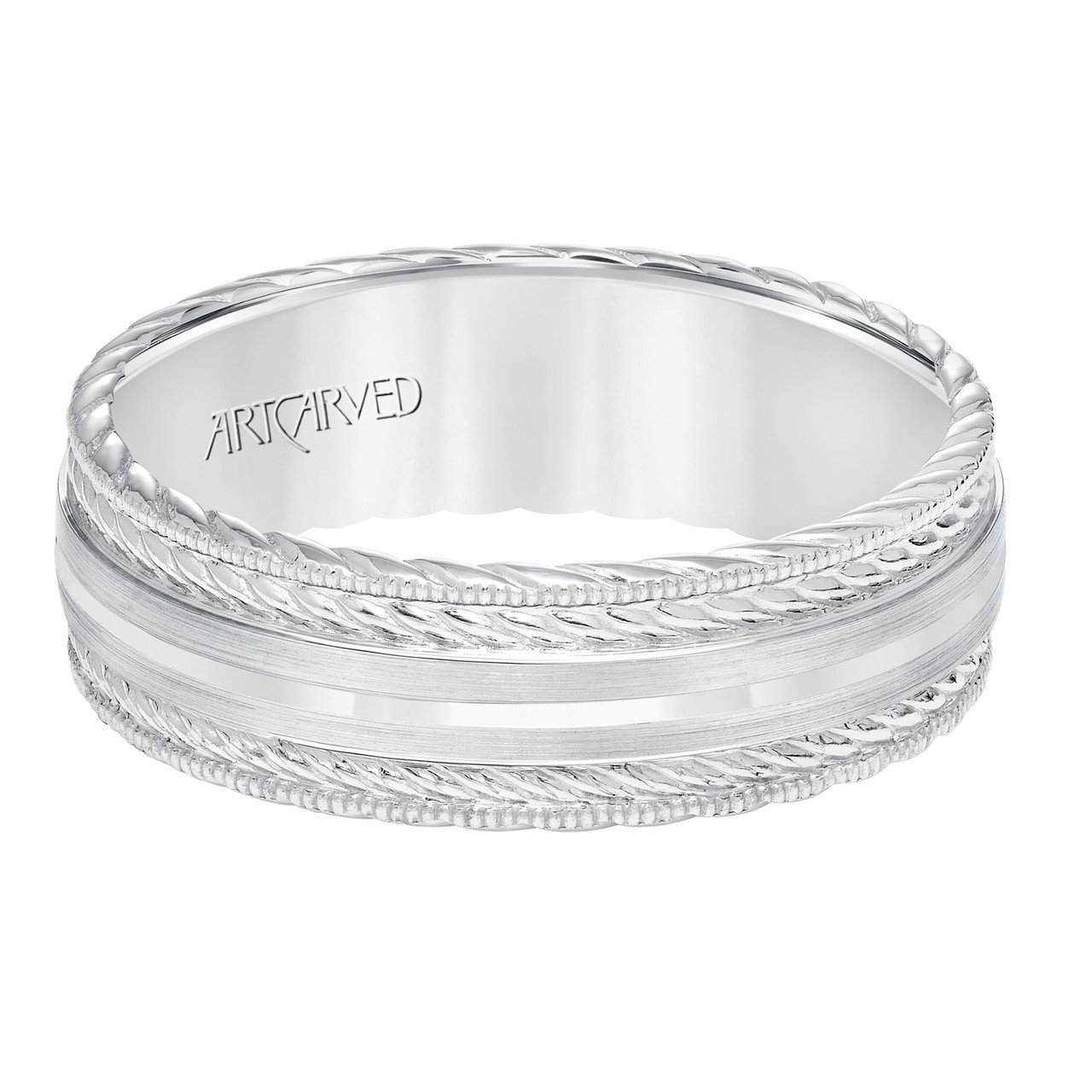 Carved Rope Milgrain 7mm Wedding Band 0