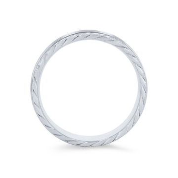Carved Rope Milgrain 7mm Wedding Band In White Gold 14K