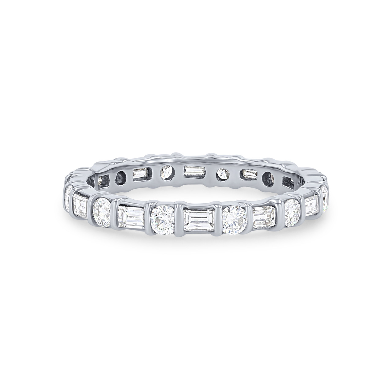 Alternating Baguette and Round Diamond Eternity Wedding Band 0