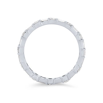 Alternating Baguette and Round Diamond Eternity Wedding Band In White Gold 14K