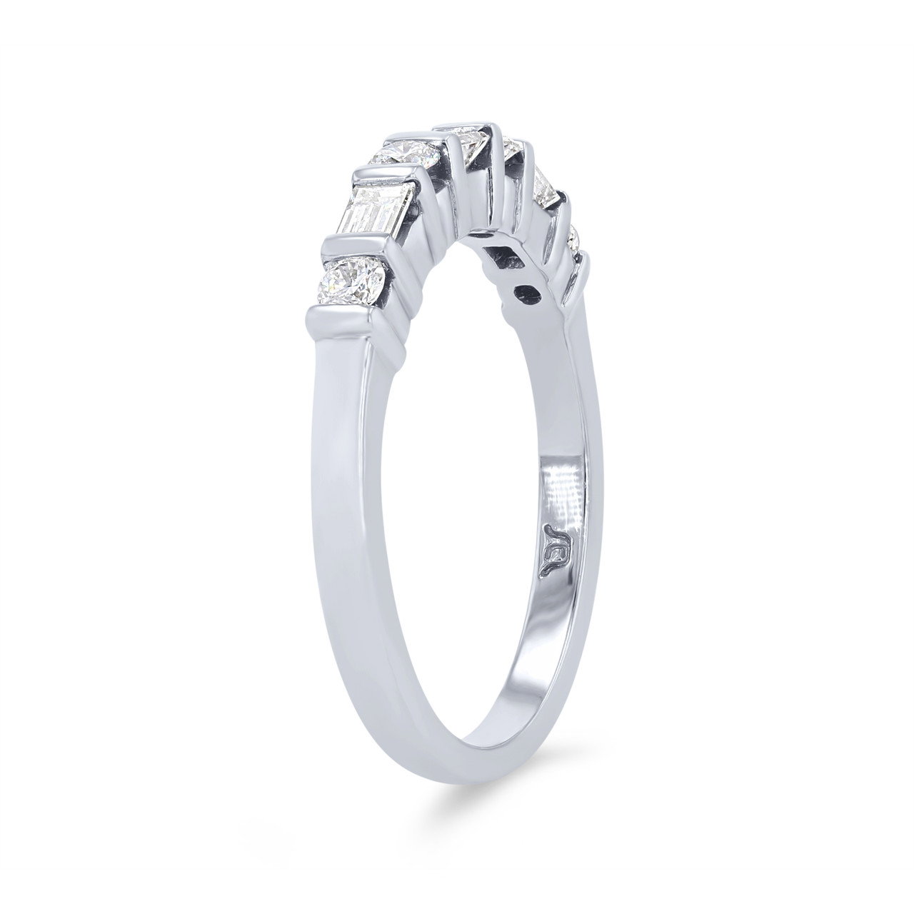 Alternating Baguette and Round Diamond Wedding Band 1