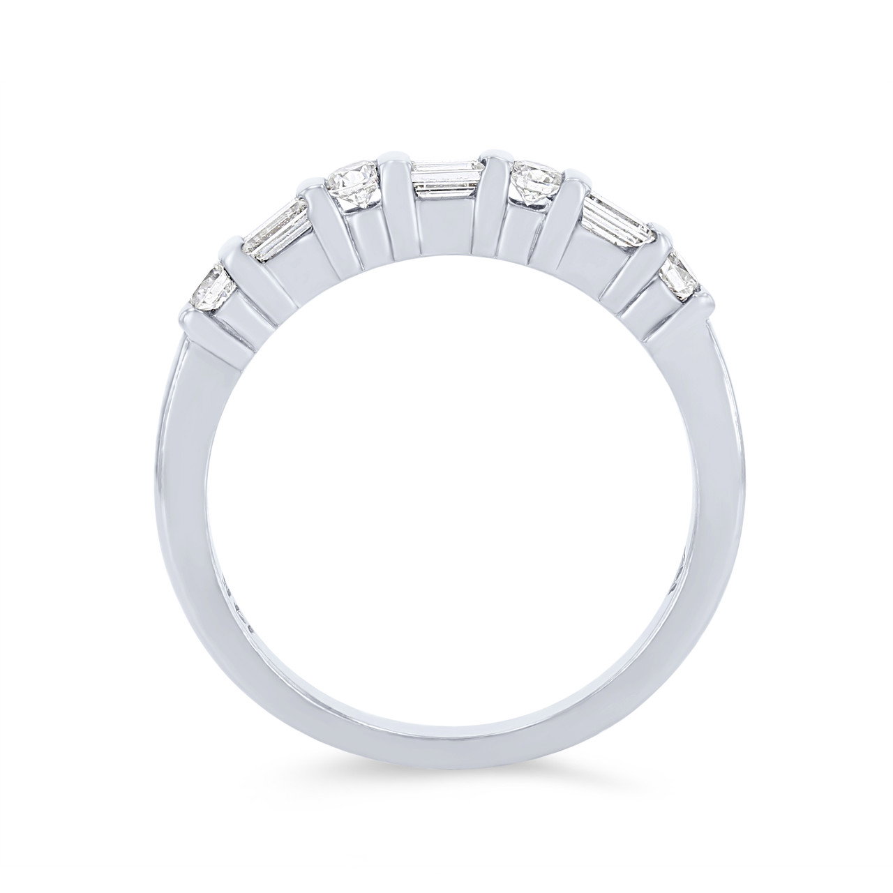 Alternating Baguette and Round Diamond Wedding Band 2