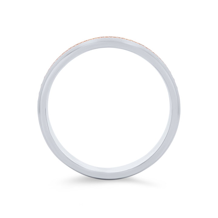 Beaded Milgrain 7mm Wedding Band In White And Yellow Gold 14K