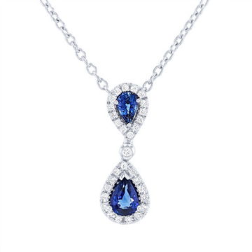 Sapphire and Diamond Halo Drop Pendant