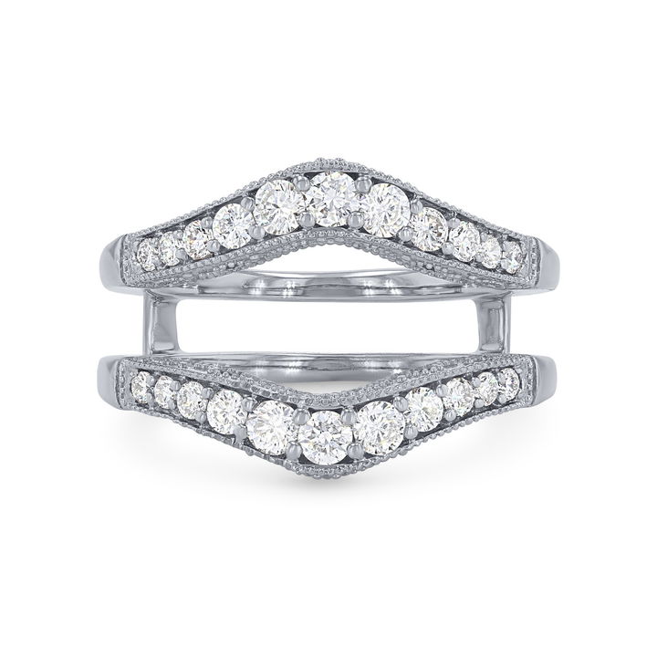 White Gold 14K True Romance Graduated Diamond Milgrain Ring Guard