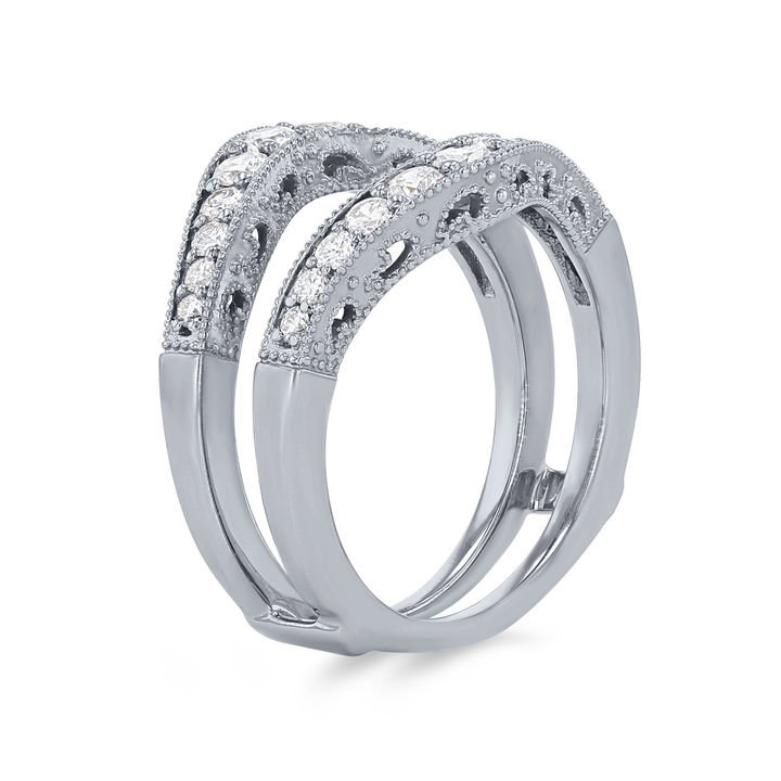 White Gold 14K True Romance Graduated Diamond Milgrain Ring Guard