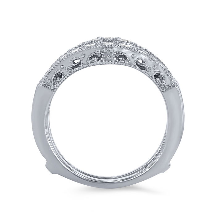 White Gold 14K True Romance Graduated Diamond Milgrain Ring Guard