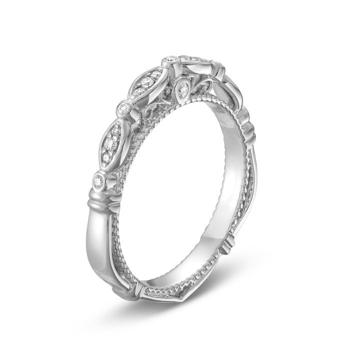 White Gold 14K Verragio Parisian Scalloped Wedding Band