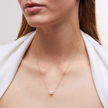 Freshwater Pearl Floating Pendant In White Gold 14K