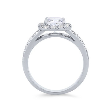 Halo Three Row Engagement Setting In White Gold 14K