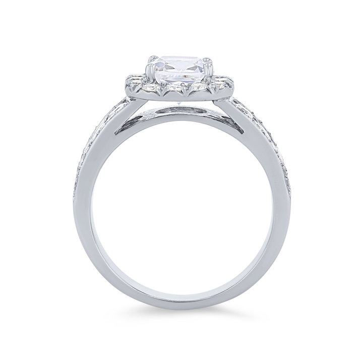 Halo Three Row Engagement Setting In White Gold 14K