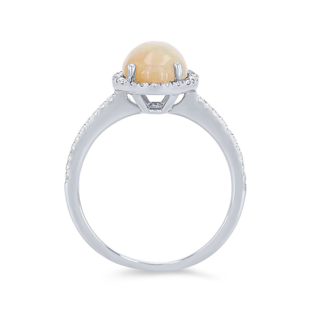 Oval Opal Ring with Diamond Halo
