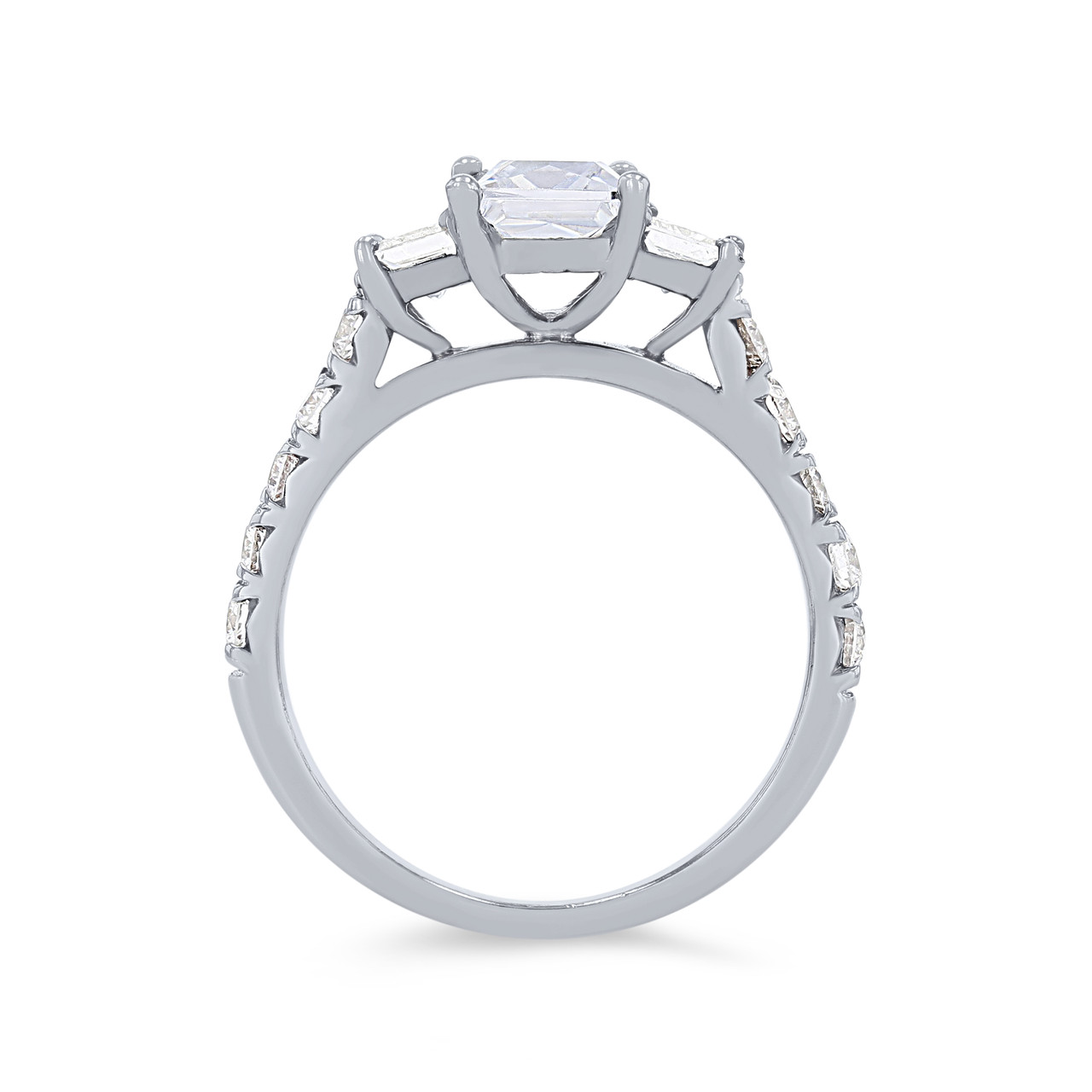 Three Stone Princess Diamond Pave Engagement Setting