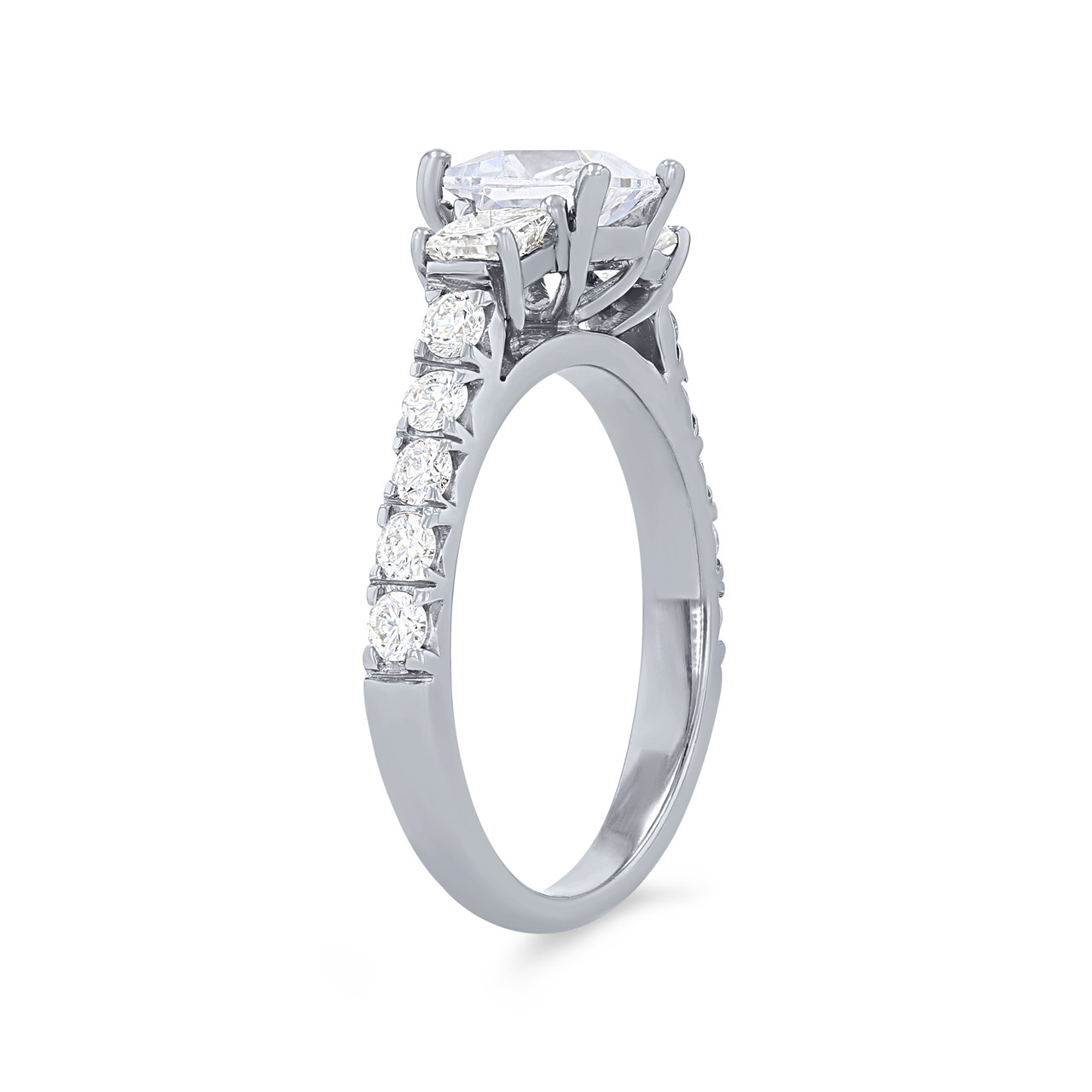 Three Stone Princess Diamond Pave Engagement Setting