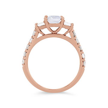 Three Stone Princess Diamond Pave Engagement Setting