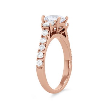 Three Stone Princess Diamond Pave Engagement Setting