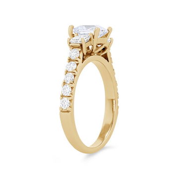 Three Stone Princess Diamond Pave Engagement Setting