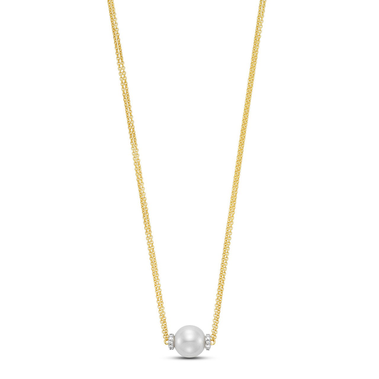 Floating Freshwater Pearl and Diamond Pendant