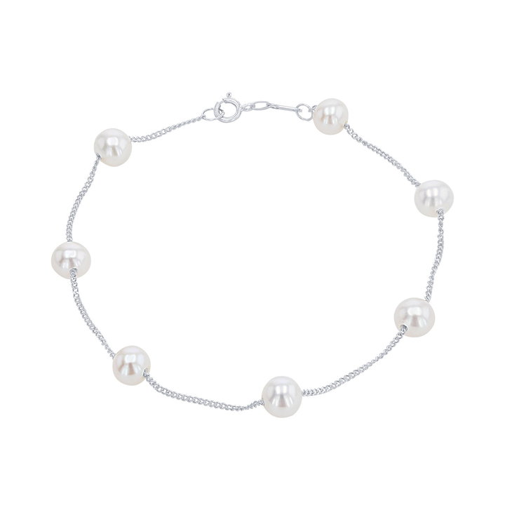 Freshwater Pearl Tin Cup Bracelet In White Gold 14K