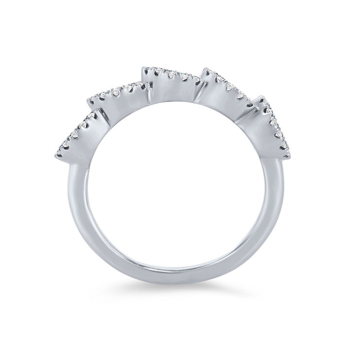 White Gold 14K Green Emerald and Diamond Halo Band
