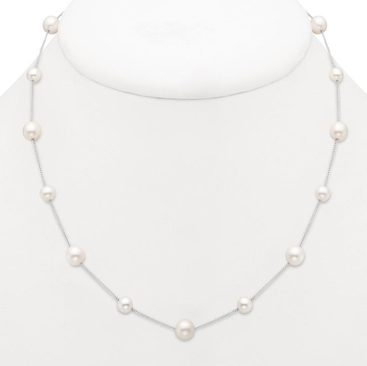 Alternating Freshwater Pearl Tin Cup Necklace 0