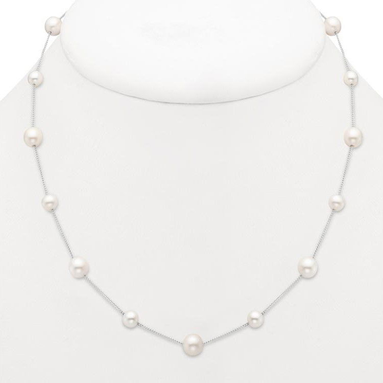 Alternating Freshwater Pearl Tin Cup Necklace