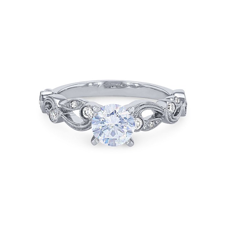 White Gold 18K Simon G. Filigree Milgrain Diamond Engagement Setting