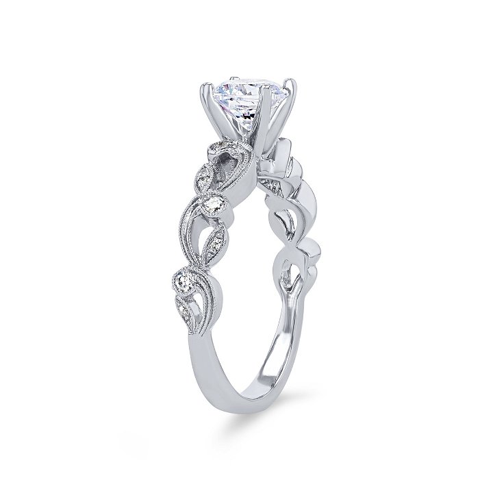 White Gold 18K Simon G. Filigree Milgrain Diamond Engagement Setting