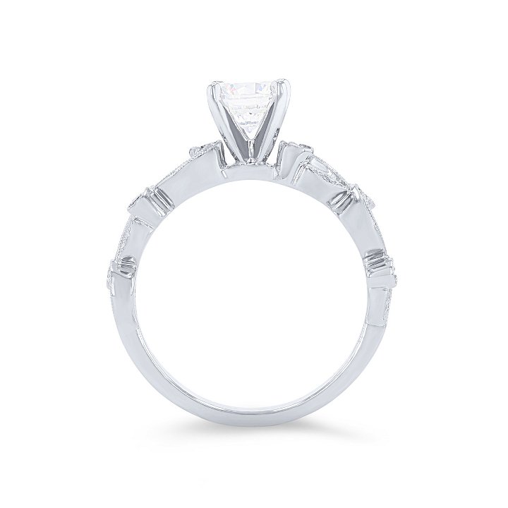 White Gold 18K Simon G. Filigree Milgrain Diamond Engagement Setting
