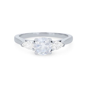 Three Stone Pear Diamond Engagement Setting