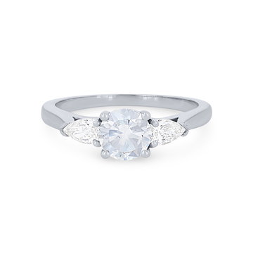 Three Stone Pear Diamond Engagement Setting In White Gold 14K