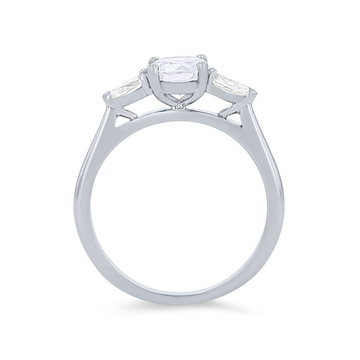 Three Stone Pear Diamond Engagement Setting In White Gold 14K