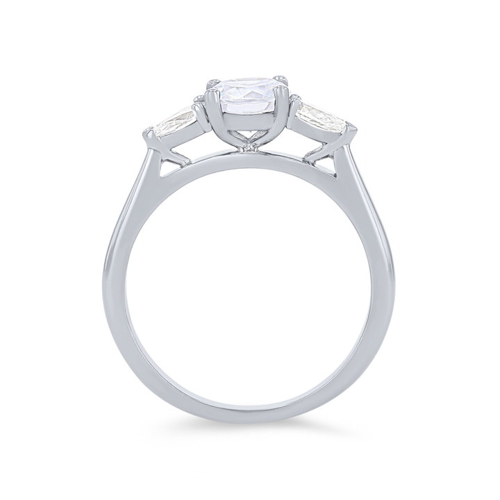 Three Stone Pear Diamond Engagement Setting In White Gold 14K