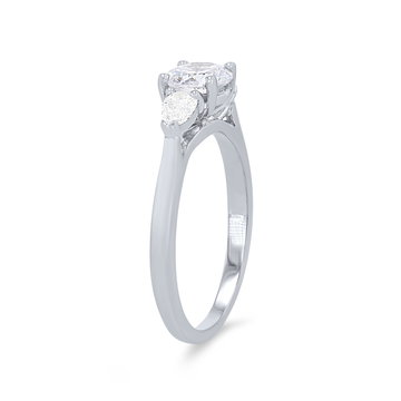 Three Stone Pear Diamond Engagement Setting In White Gold 14K