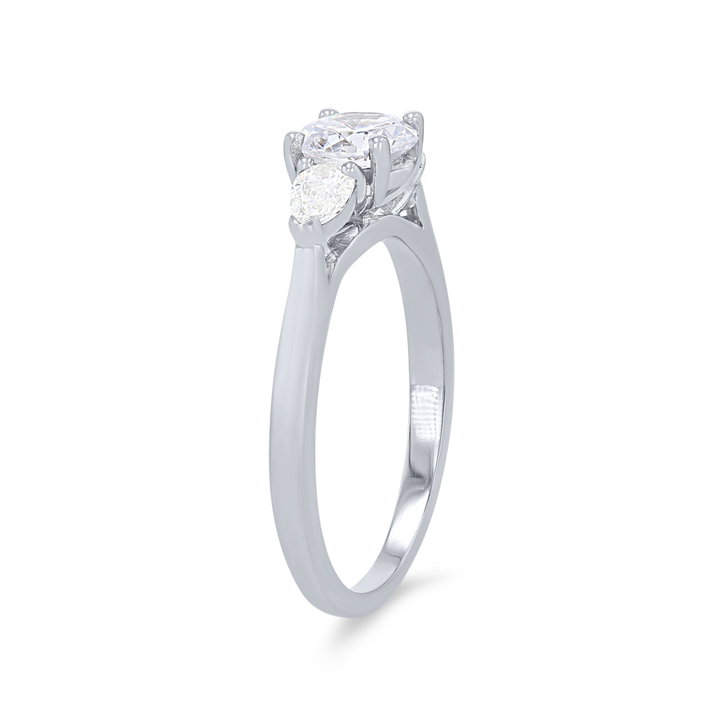 Three Stone Pear Diamond Engagement Setting In White Gold 14K