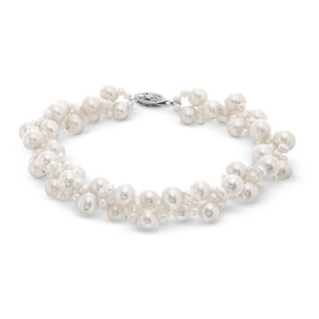 Freshwater Pearl Cluster Bracelet In White Gold 14K