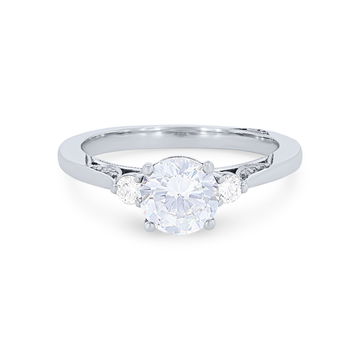 Simply Tacori Three Stone Engagement Setting In Platinum