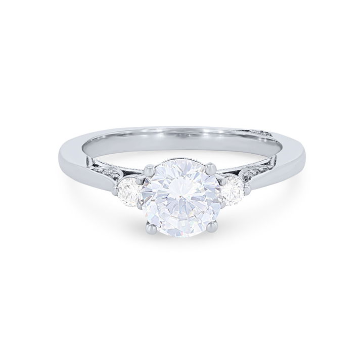 Simply Tacori Three Stone Engagement Setting In Platinum