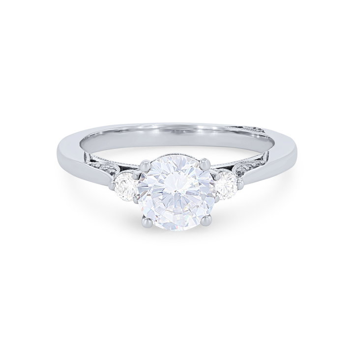 Simply Tacori Three Stone Engagement Setting In Platinum