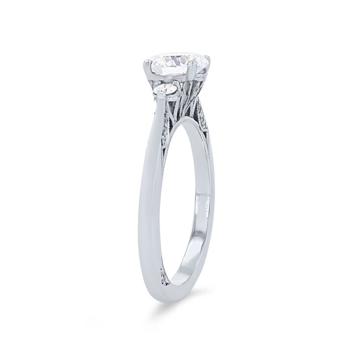 Simply Tacori Three Stone Engagement Setting In Platinum