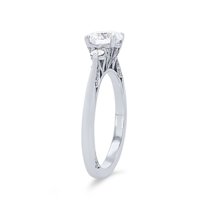 Simply Tacori Three Stone Engagement Setting In Platinum