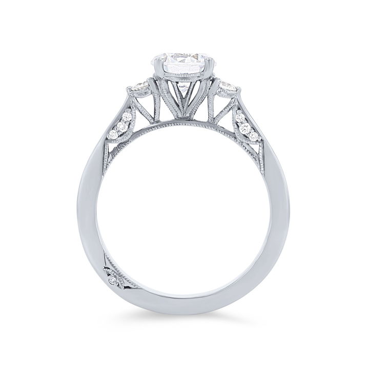 Simply Tacori Three Stone Engagement Setting In Platinum