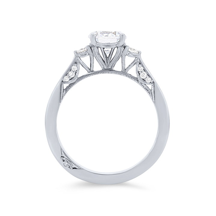 Simply Tacori Three Stone Engagement Setting In Platinum