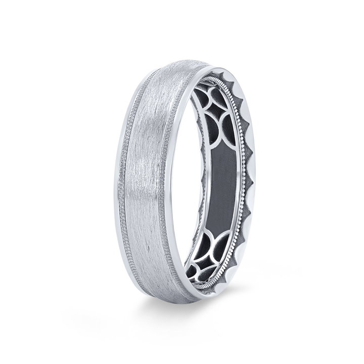 Tacori Matte Milgrain Edge Wedding Band In White Gold 18K