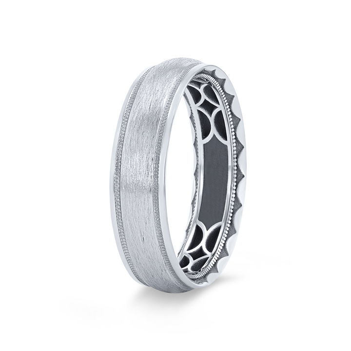 White Gold 14K Tacori Matte Milgrain Edge Wedding Band