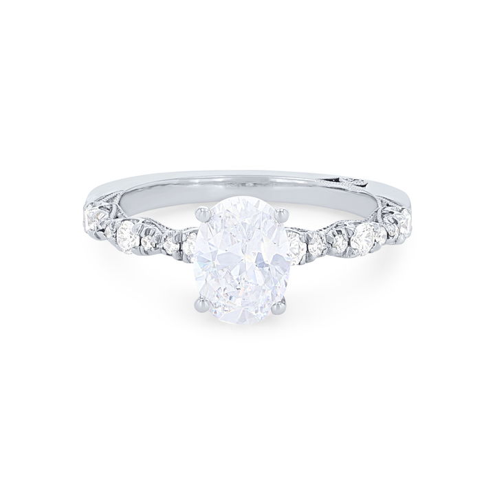 Tacori Petite Crescent Oval Sculpted Engagement Setting In Platinum